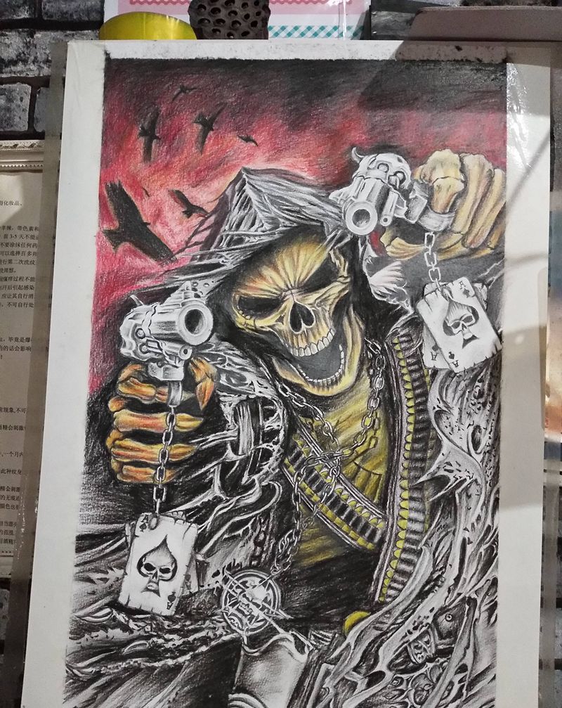 死神来了完成纹身图片_原创手稿纹身图案