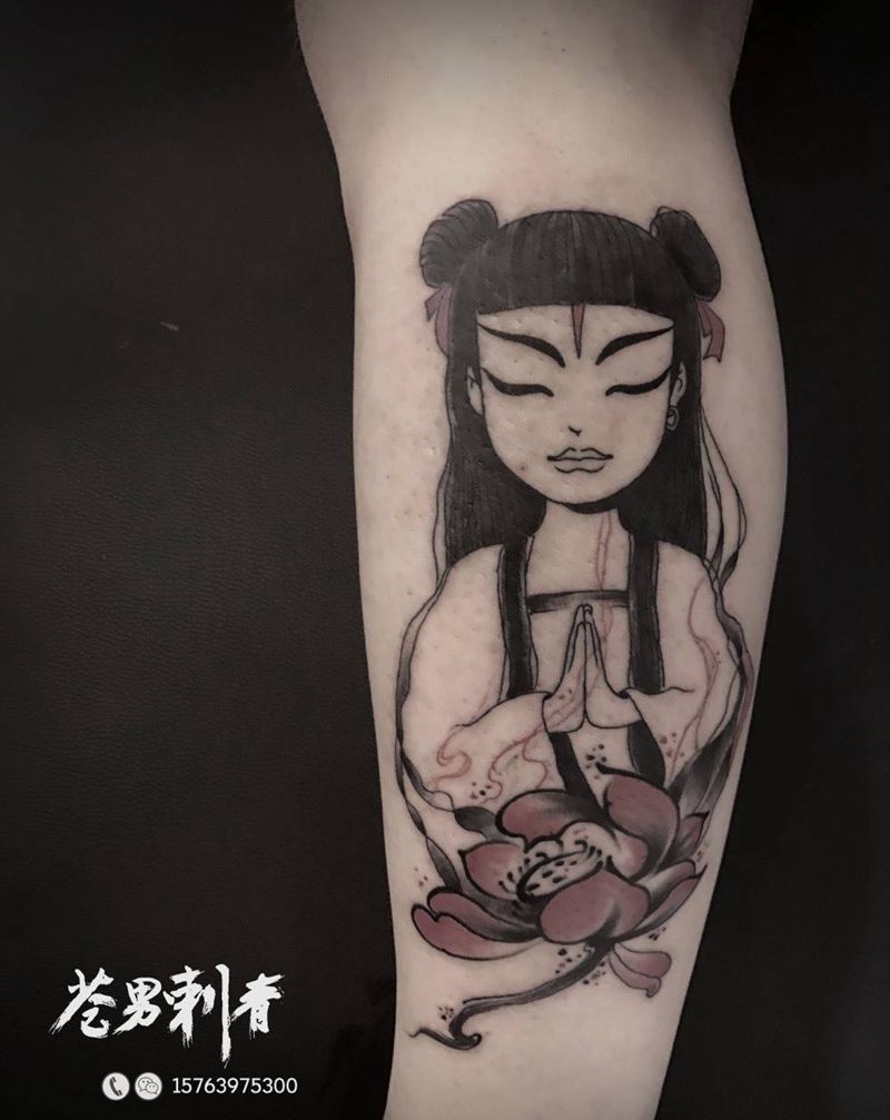 哪吒不一定闹海纹身图片_成品传统纹身图案