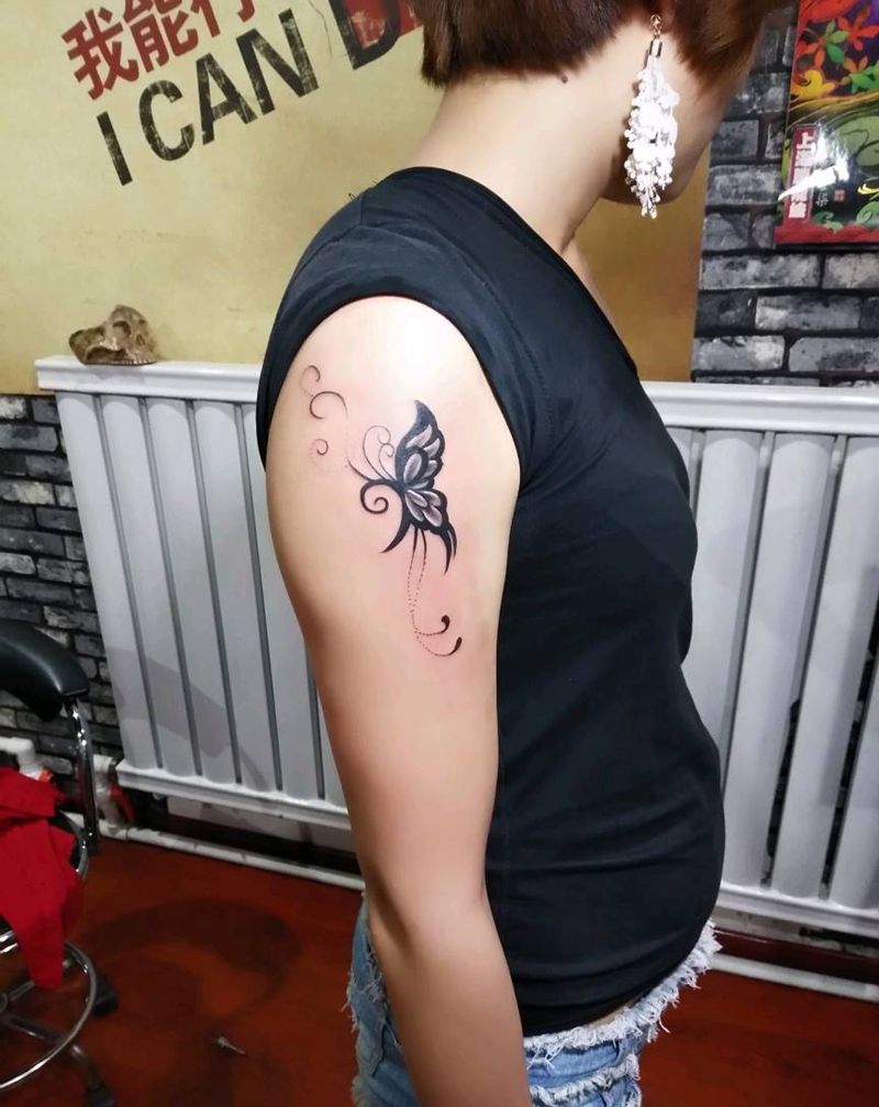 遮盖后，蝴蝶纹身图片_手臂清新成品纹身图案