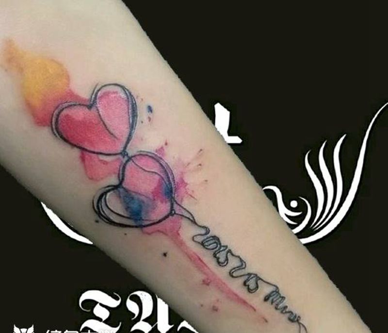 水彩气球纹身图片