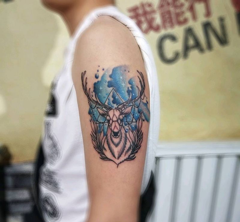 鹿财纹身图片_手臂纹身图案
