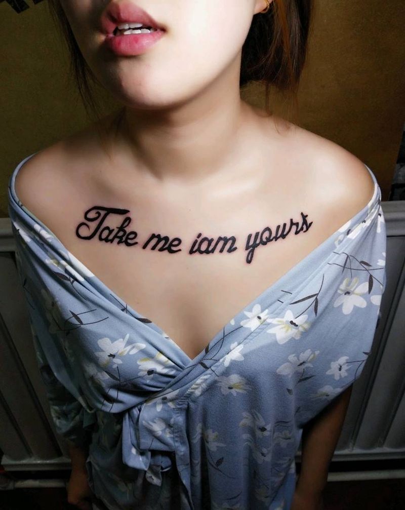 英文字母纹身图片_胸部字符成品纹身图案