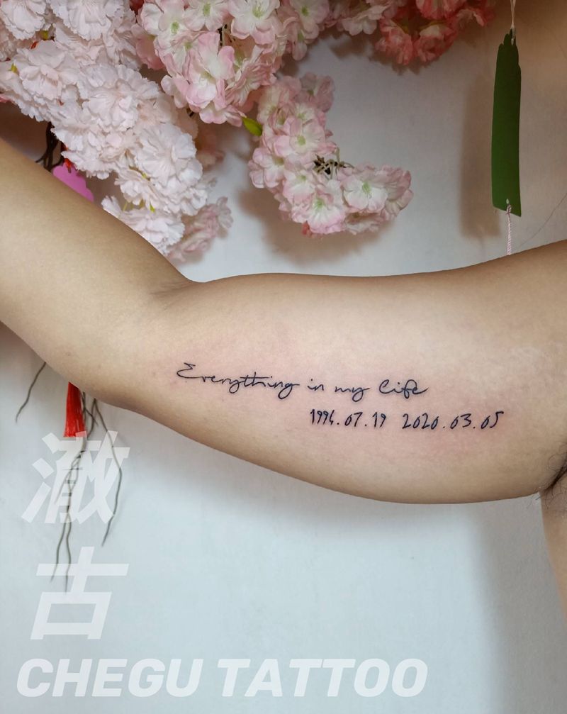 小清新纹身图片_手臂花体字纹身图案