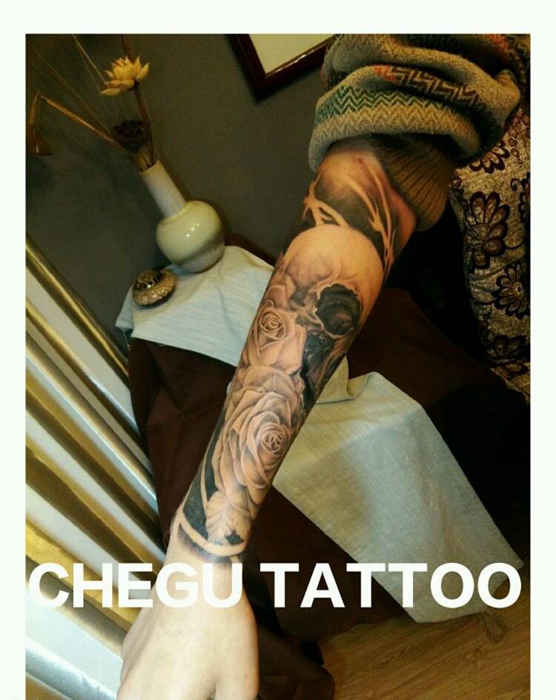 原创设计欧美花臂纹身图片