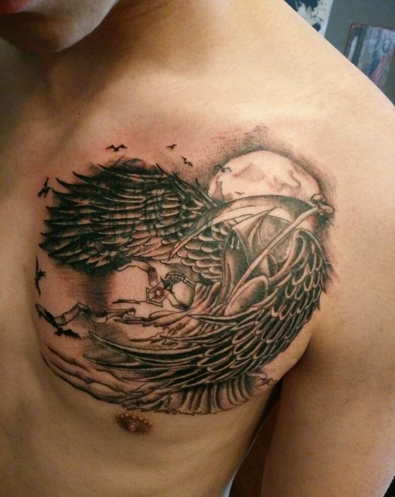 死神遮盖纹身图片