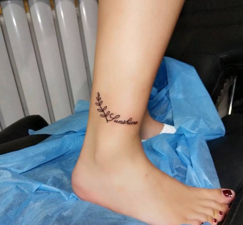 小清新纹身图片_腿部清新字符成品纹身图案