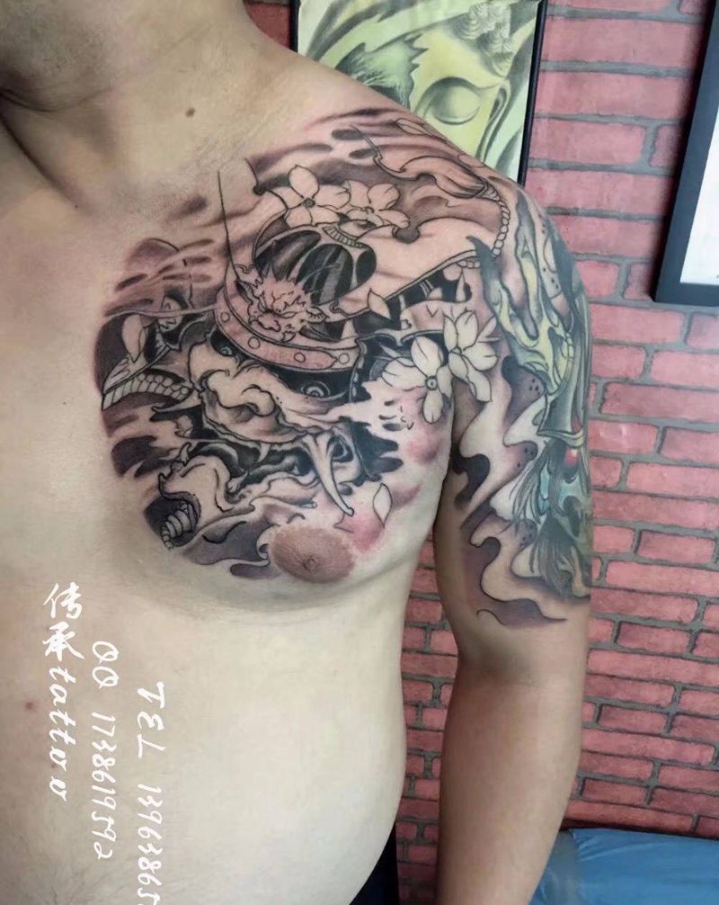 鬼武士纹身图片