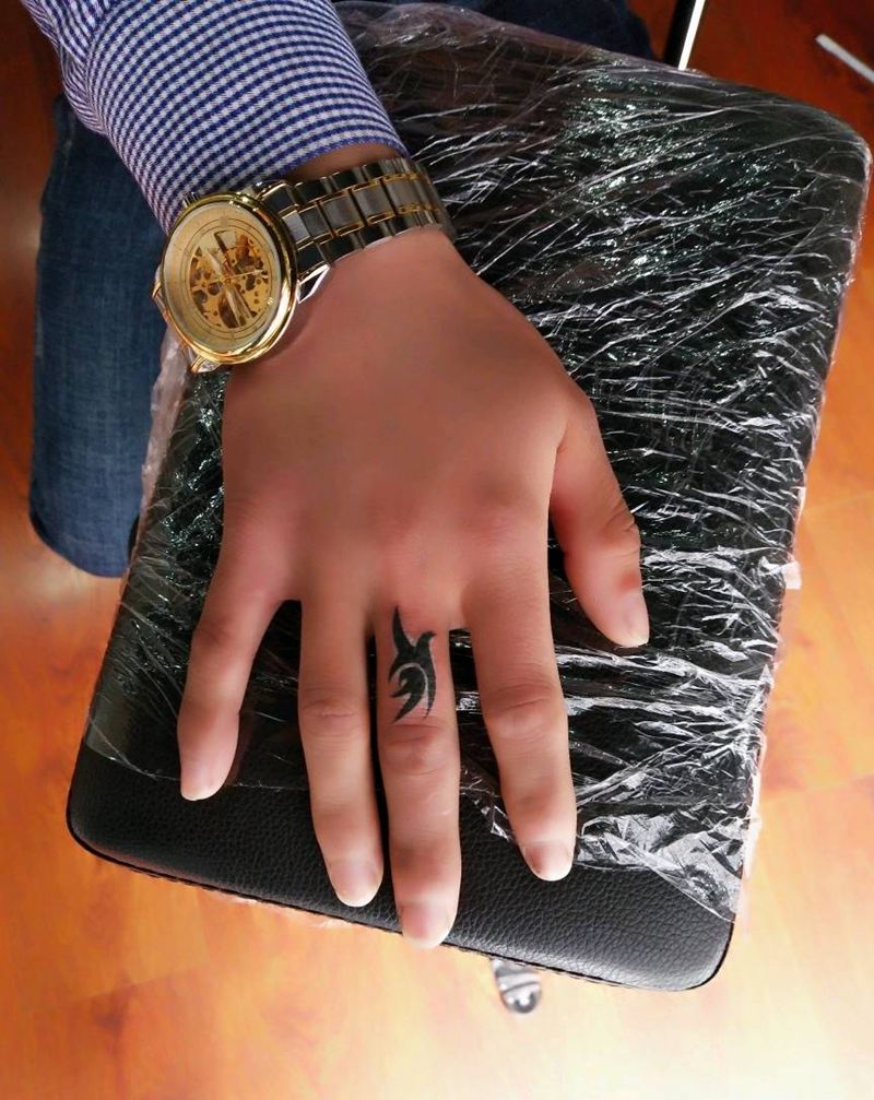 手指图腾遮盖后纹身图片_手部成品纹身图案