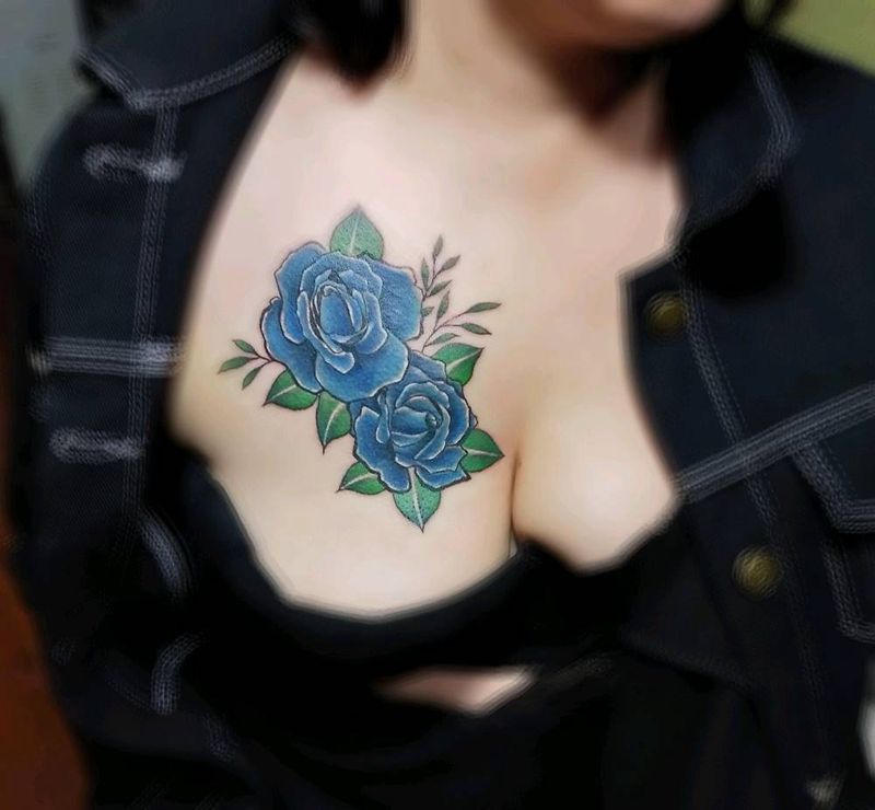 蓝色妖姬纹身图片