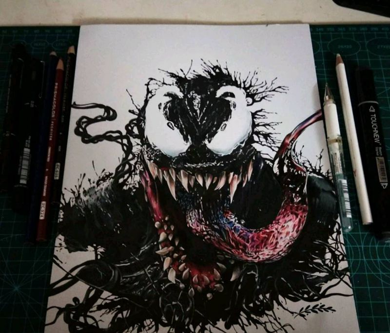 毒液纹身图片_欧美写实纹身图案