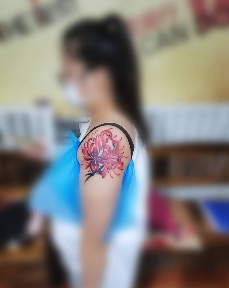 彼岸花遮盖后纹身图片_手臂纹身图案