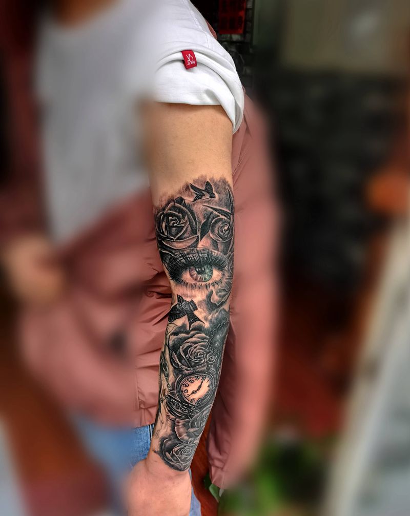 花开富贵纹身图片_手臂纹身图案