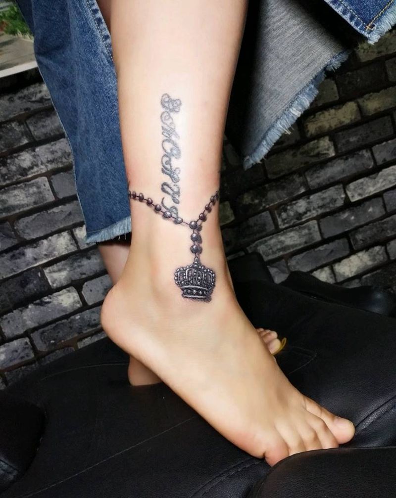 清新脚链吊坠纹身图片_脚部清新成品纹身图案
