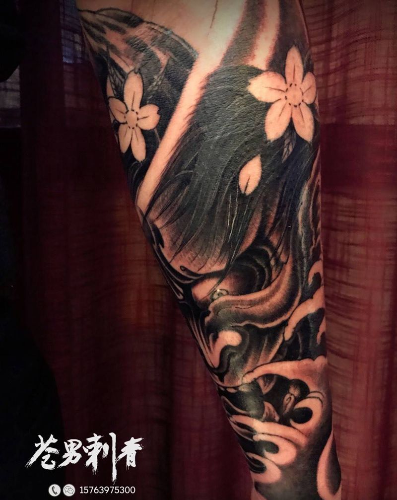 好东西怎会太便宜，我们不贪，平价，对的起我们的手艺纹身图片_成品手臂传统鬼神纹身图案