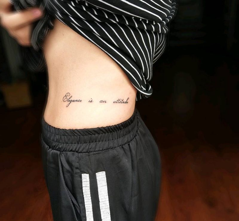 英文小清新纹身图片_腰部纹身图案