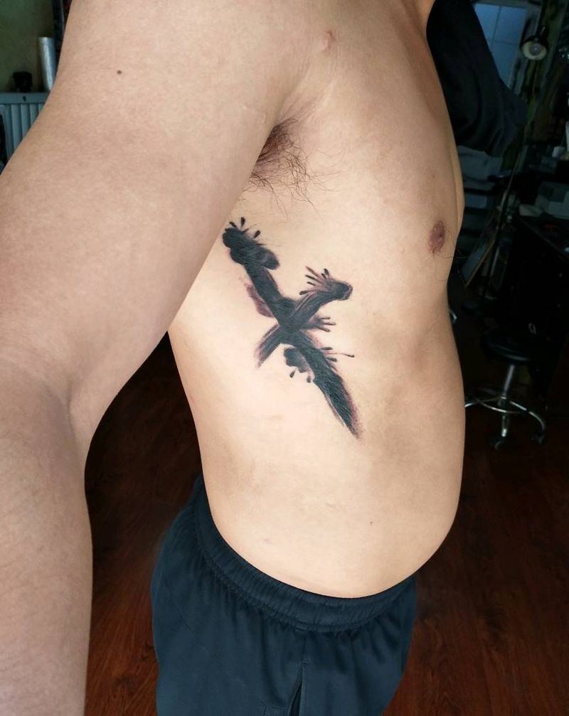 水墨十字架，遮盖后纹身图片