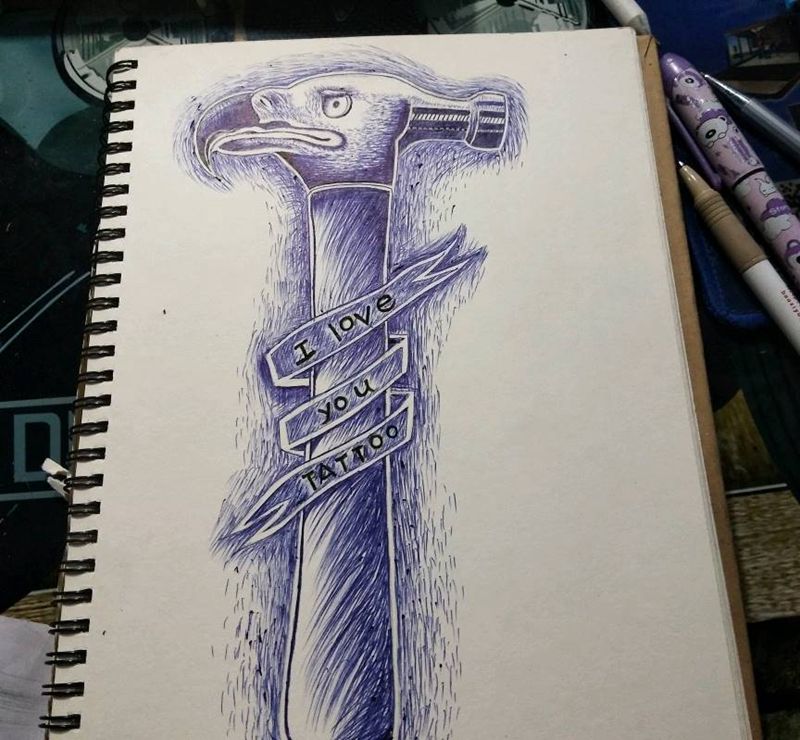 鹰头纹身图片_腿部手臂纹身图案