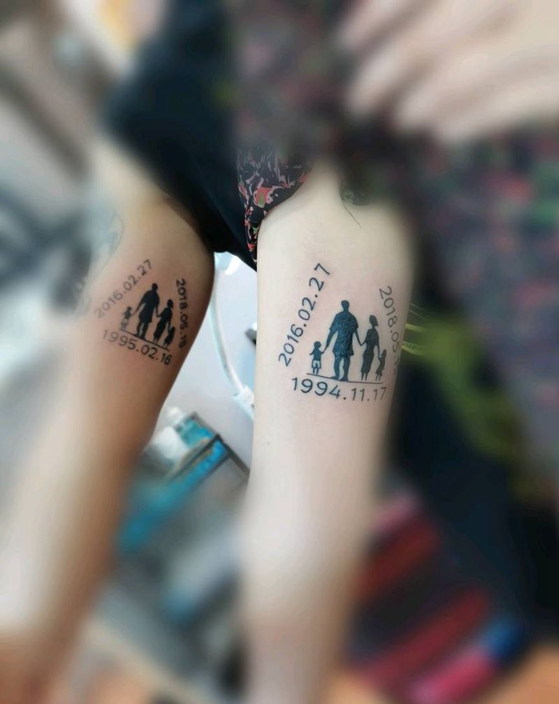 幸福一家人纹身图片_手臂纹身图案