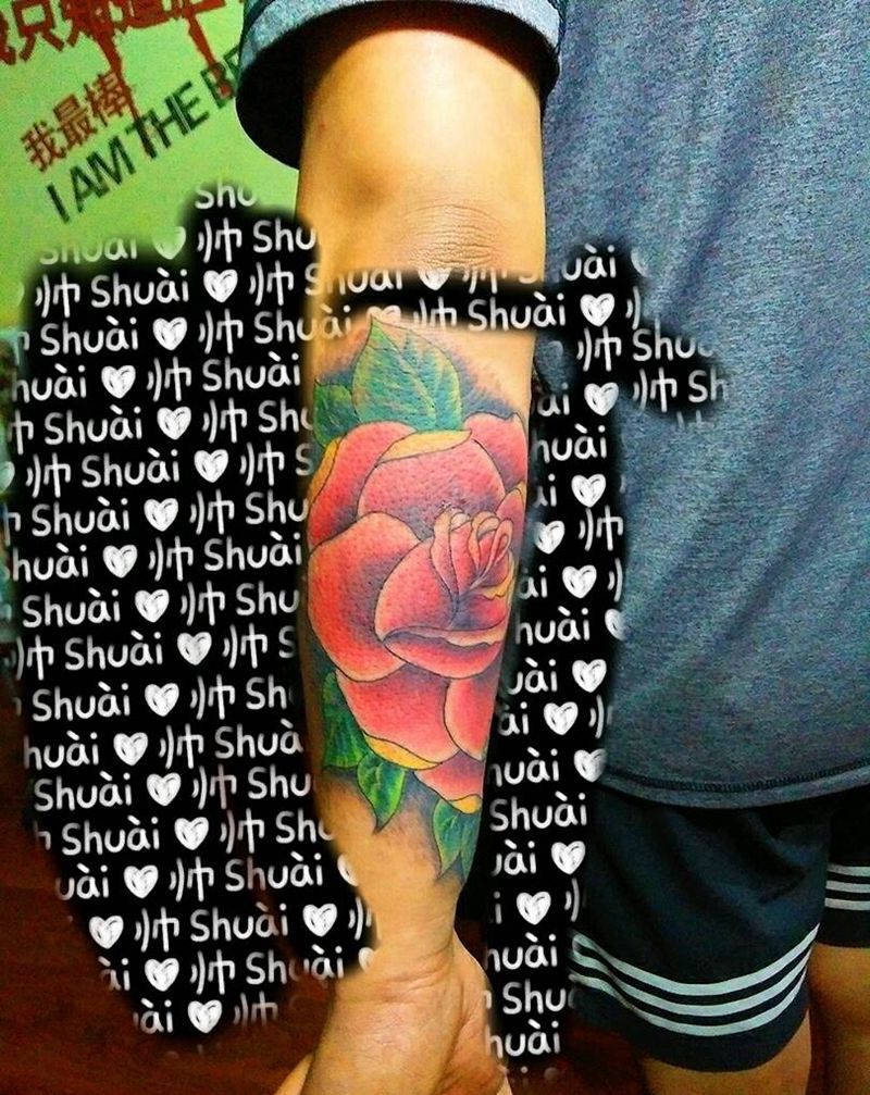 小臂内侧玫瑰纹身图片
