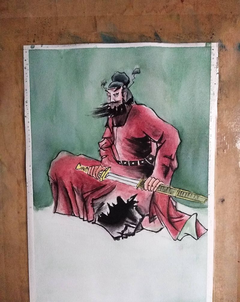 钟馗纹身图片_传统手稿纹身图案