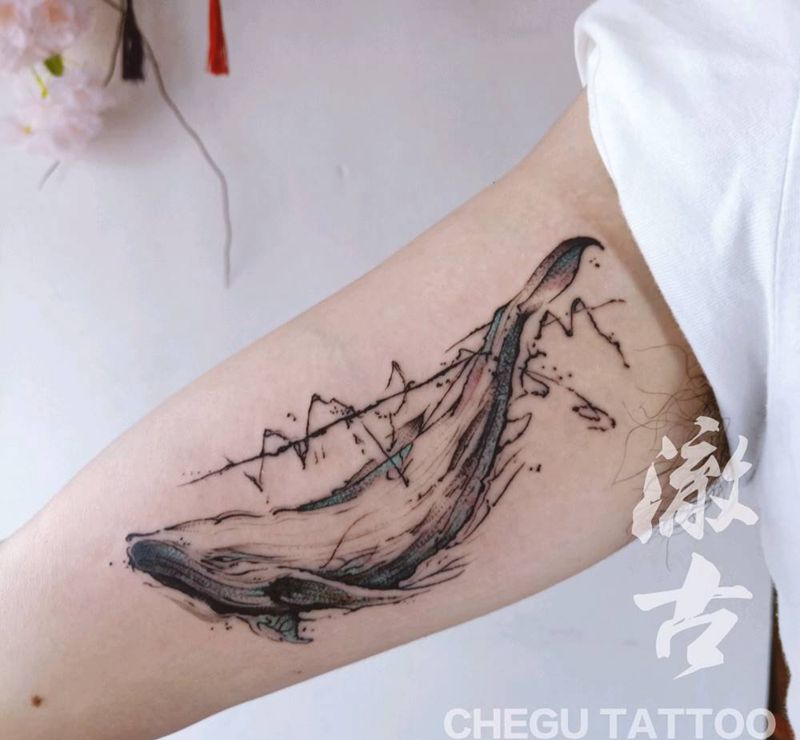 水彩纹身图片_手臂水彩纹身图案