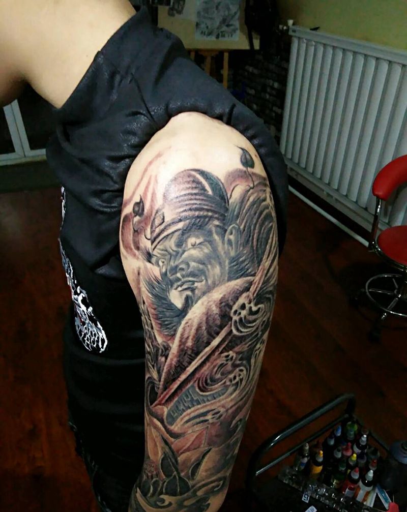 钟馗花臂纹身图片