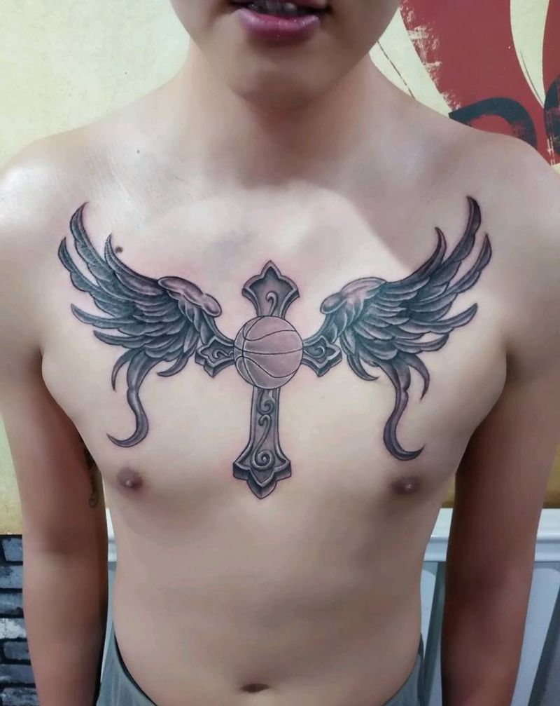 花胸纹身图片_胸部清新成品纹身图案