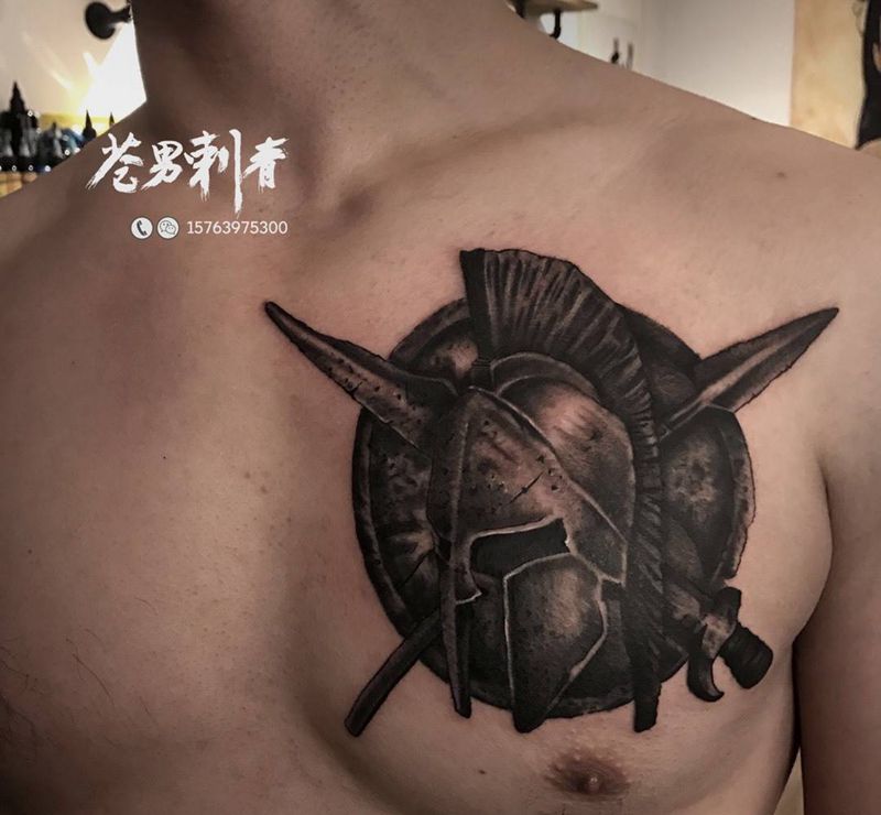 罗马战士纹身图片_成品纹身图案