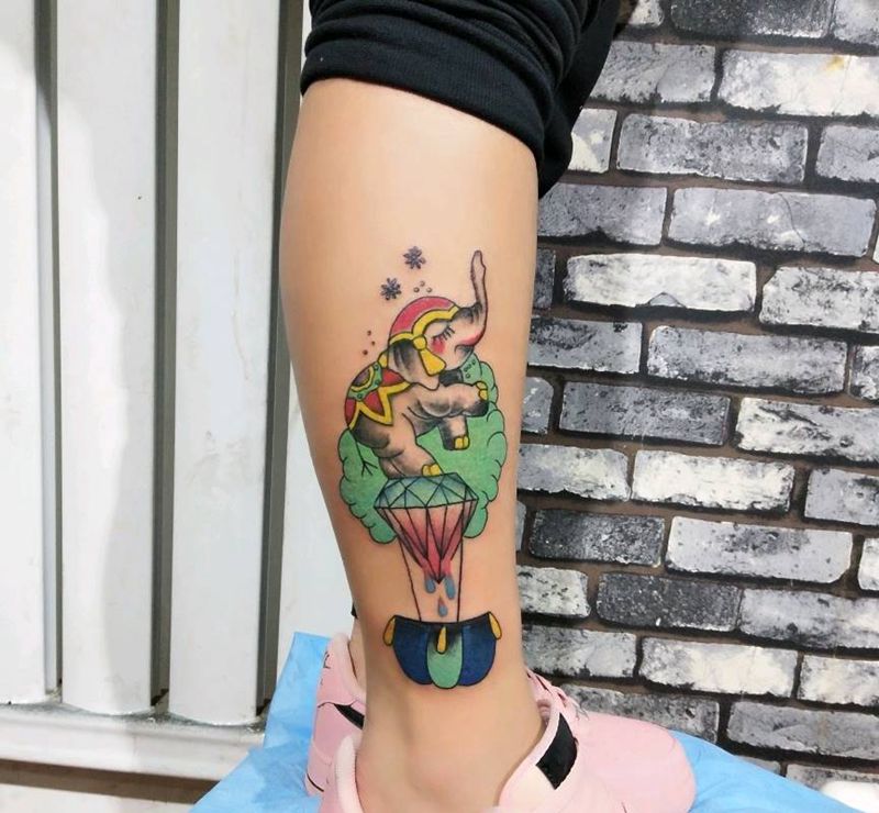 幸福小象纹身图片