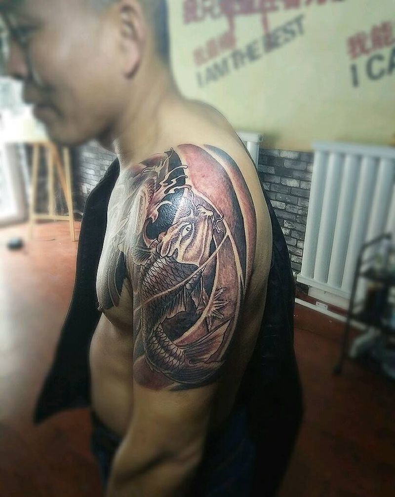 半甲鱼，下次上色纹身图片