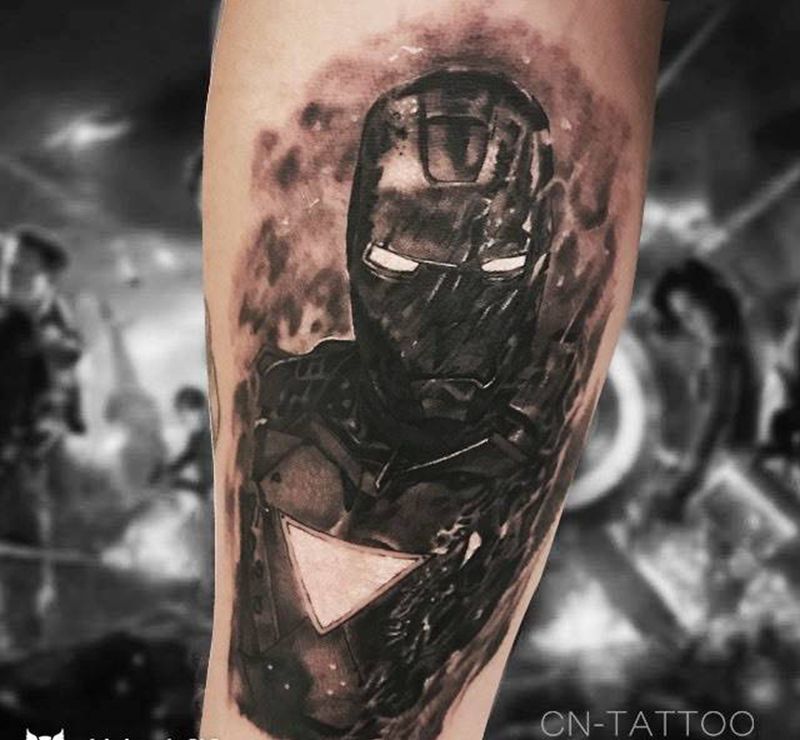 钢铁侠纹身图片_成品写实手臂人物纹身图案