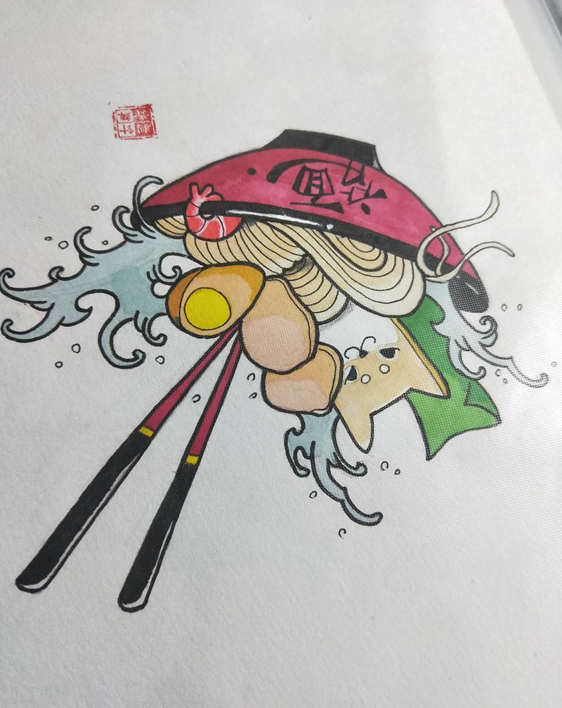 日式秋田炒面纹身图片