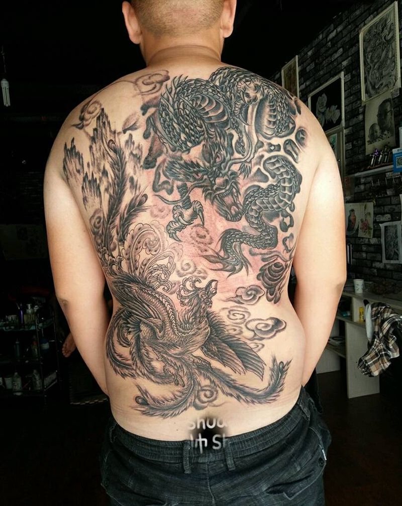龙凤呈祥纹身图片