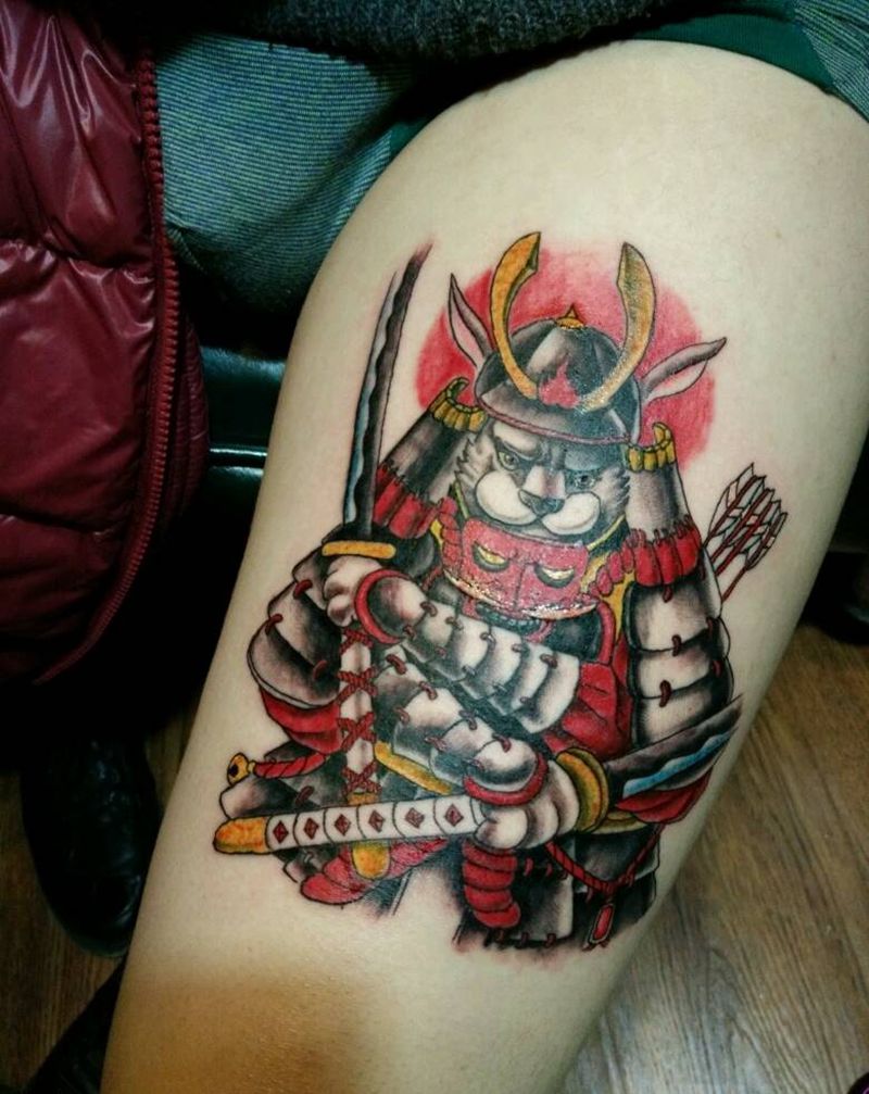 原创设计兔子武士试约期优惠多纹身图片