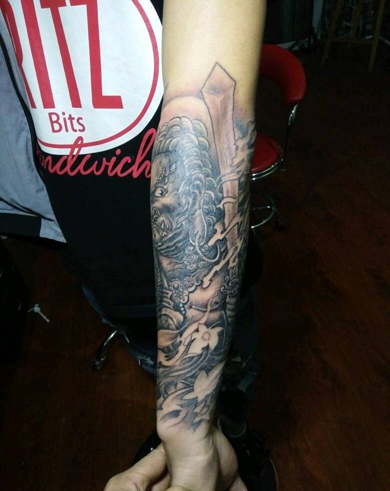 小臂不动明王纹身图片