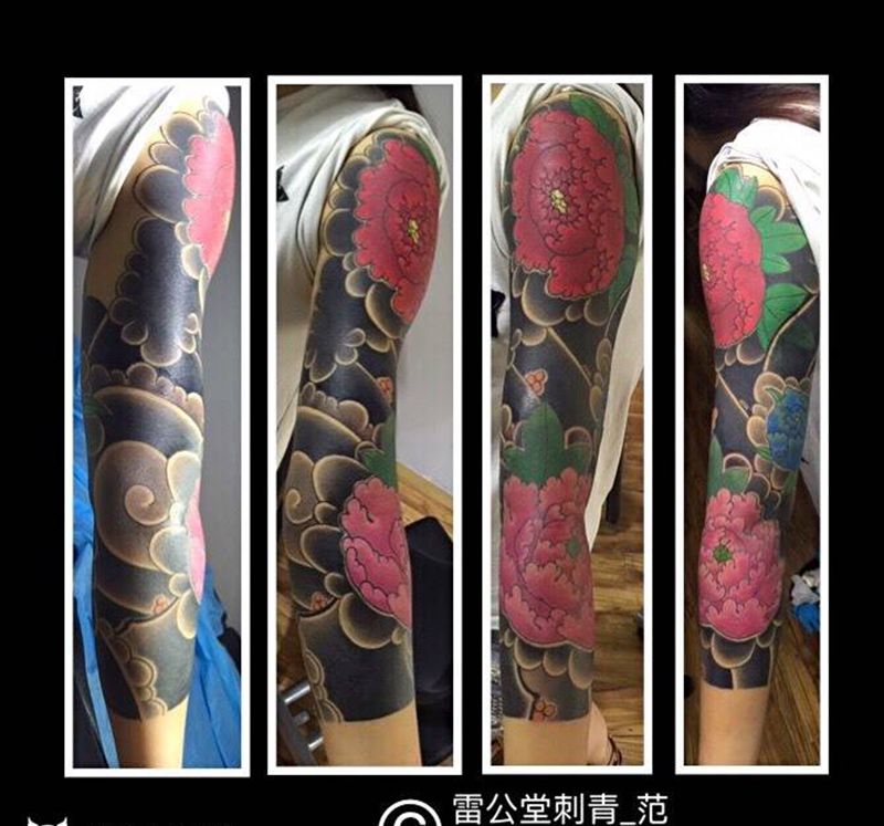 传统7分袖。纹身图片