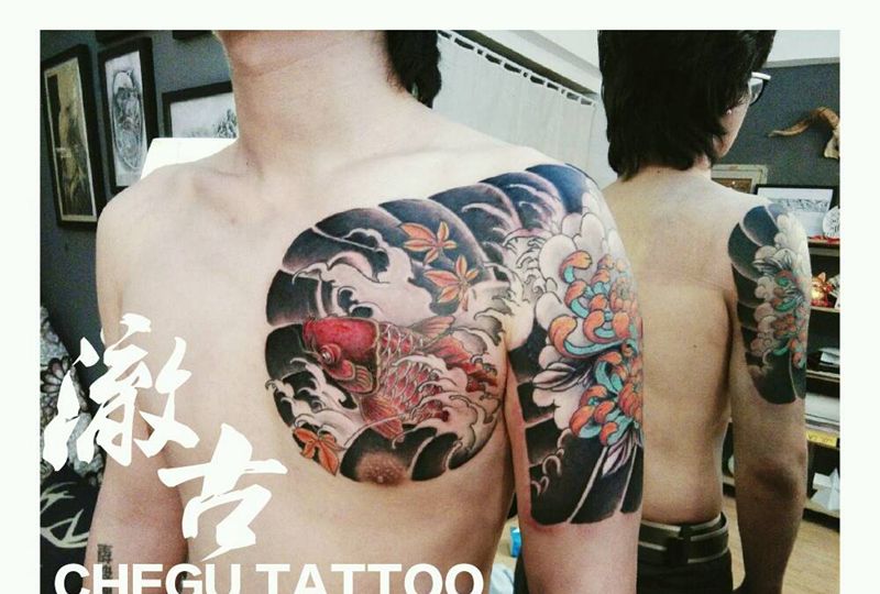 原创日式半甲纹身图片