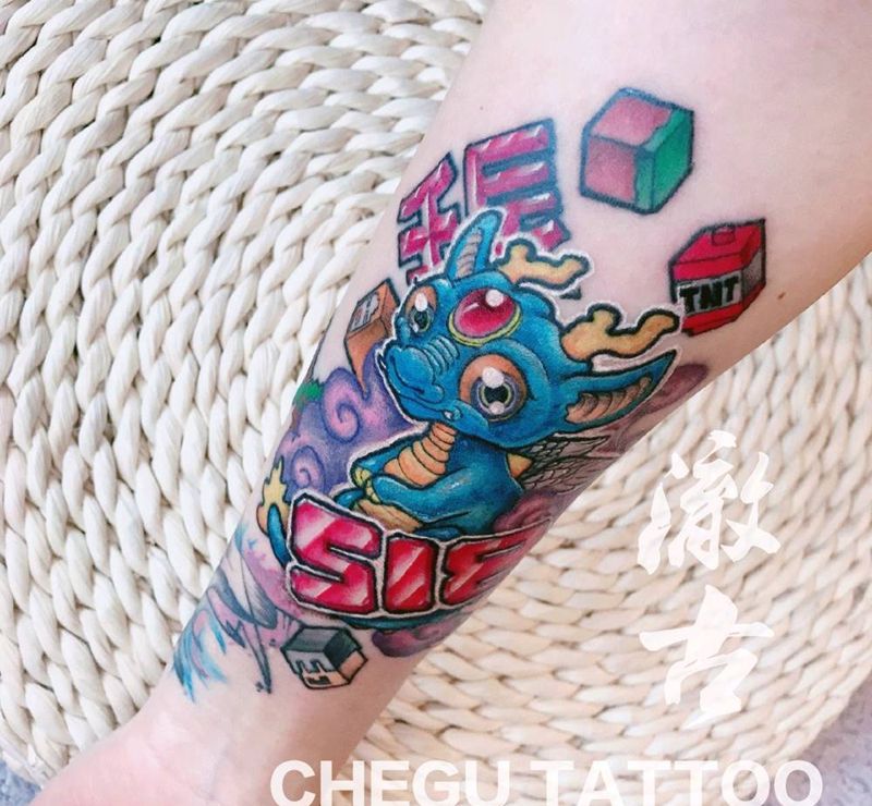 原创纹身图片_手臂New School纹身图案