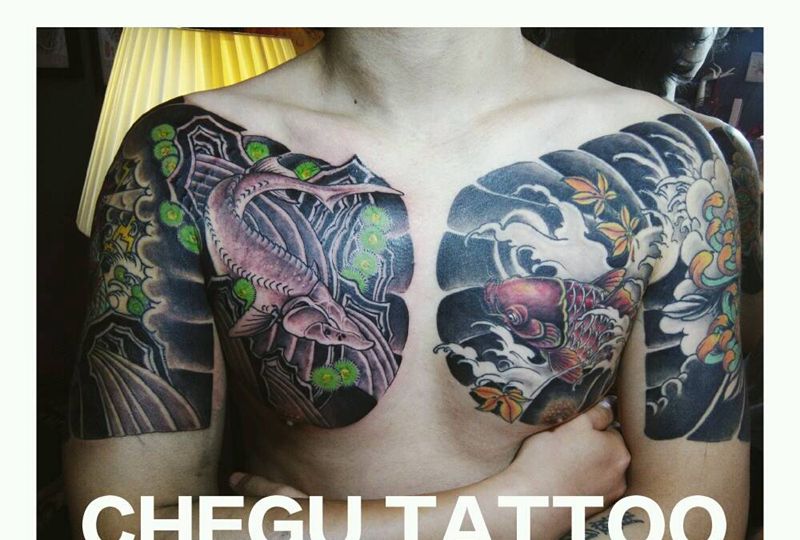 半甲完成纹身图片