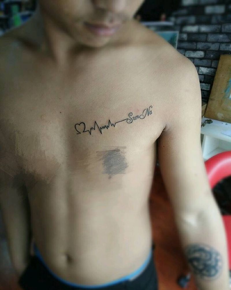 小心电图纹身图片