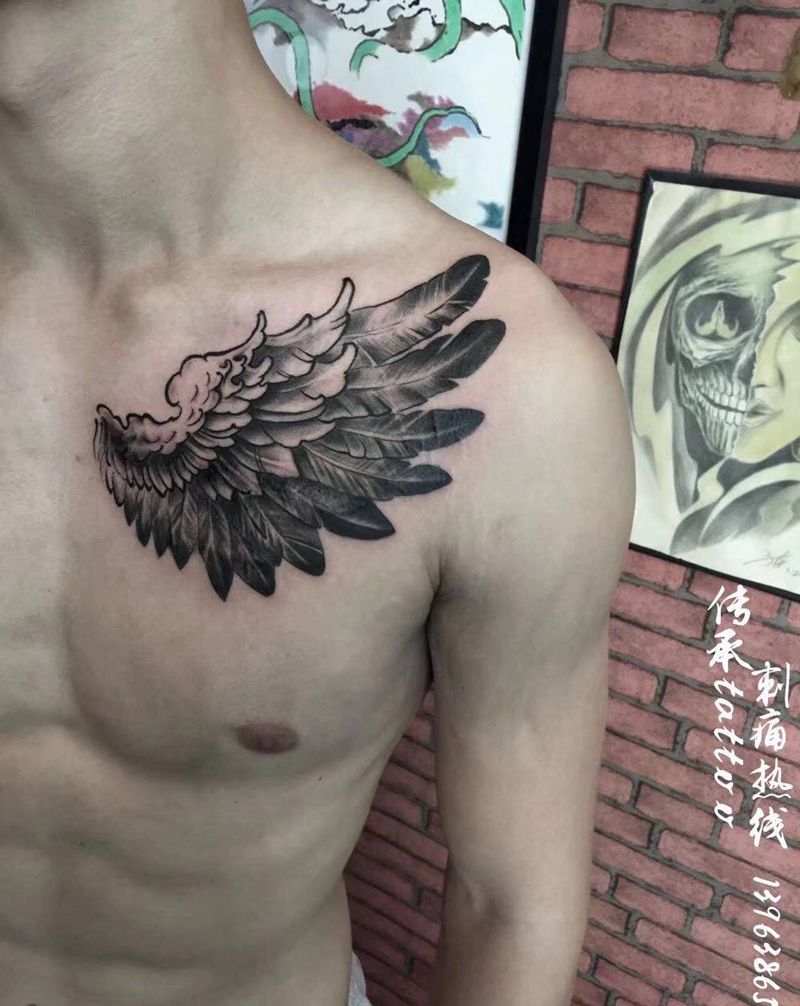 翅膀遮盖纹身图片