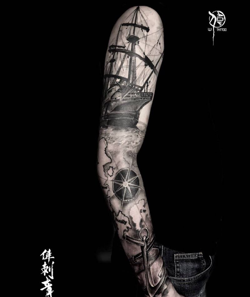 诗与远方纹身图片_手臂欧美写实纹身图案