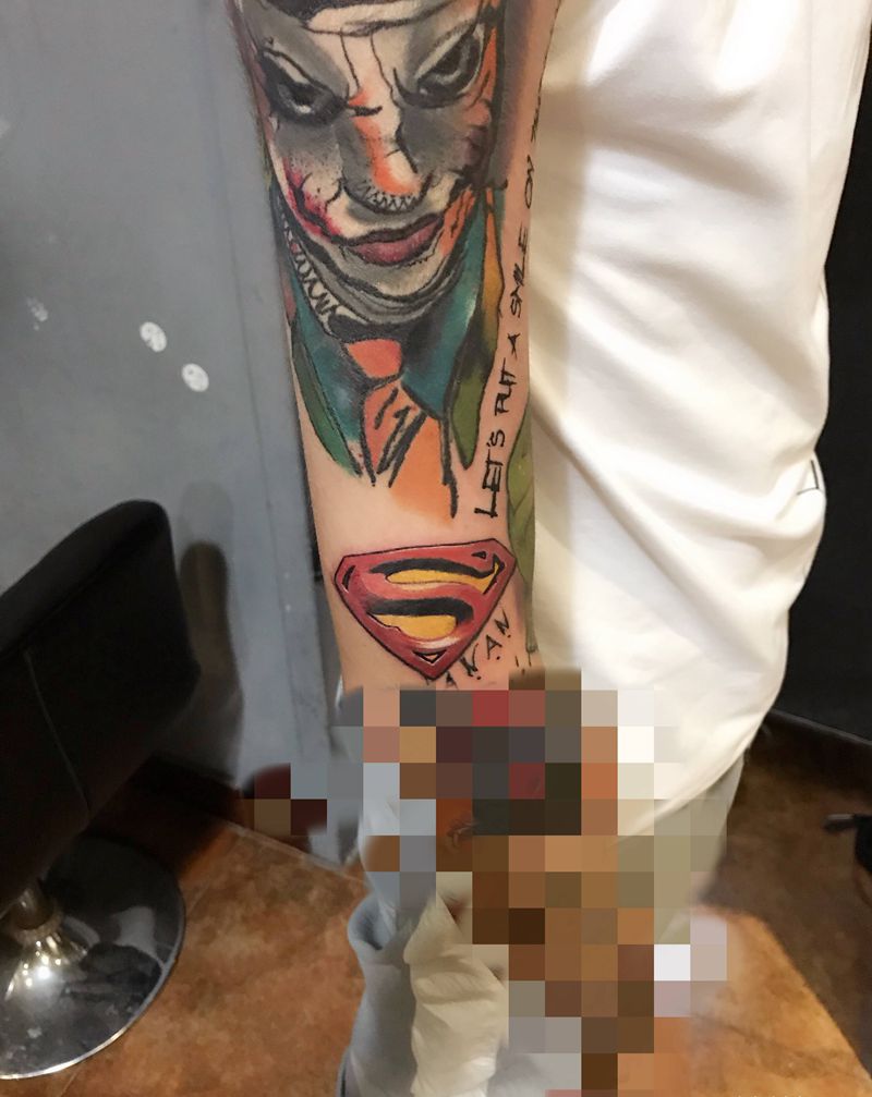 超人纹身图片_欧美写实纹身图案