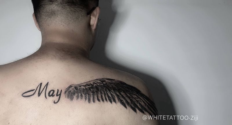 翅膀纹身图片_肩部纹身图案