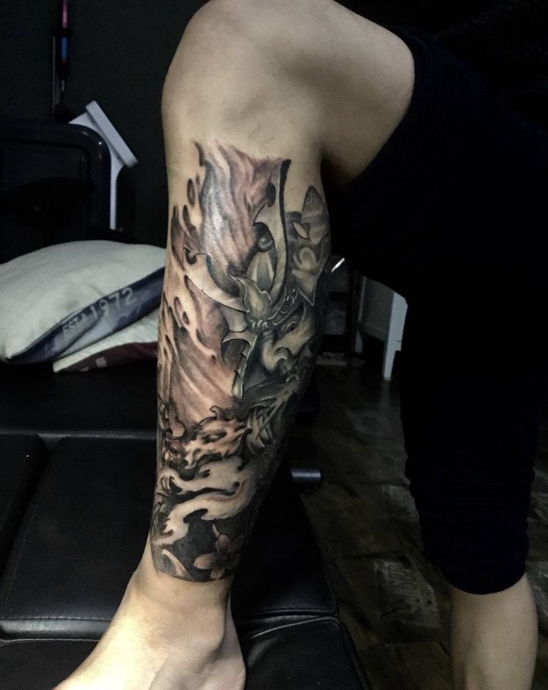 鬼武士纹身图片