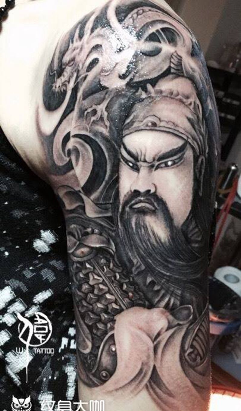 武財神纹身图片_手臂新传统纹身图案