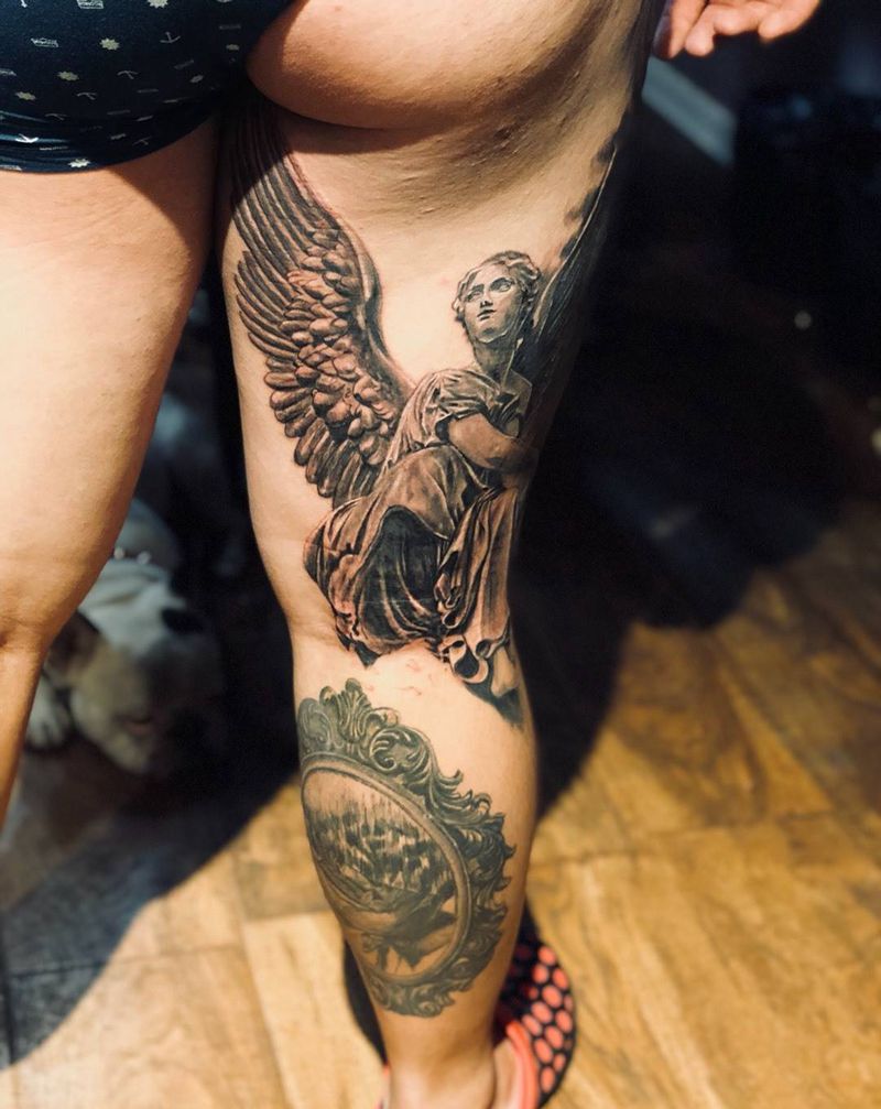 大花腿欧美写实纹身图片