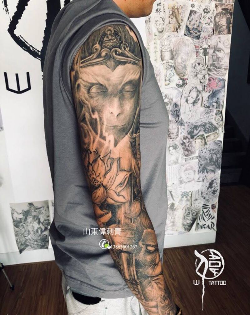 临摹纹身图片_手臂成品传统写实纹身图案