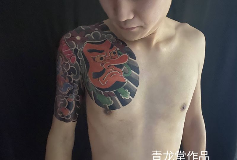 天狗纹身图片_胸部肩部老传统新传统纹身图案