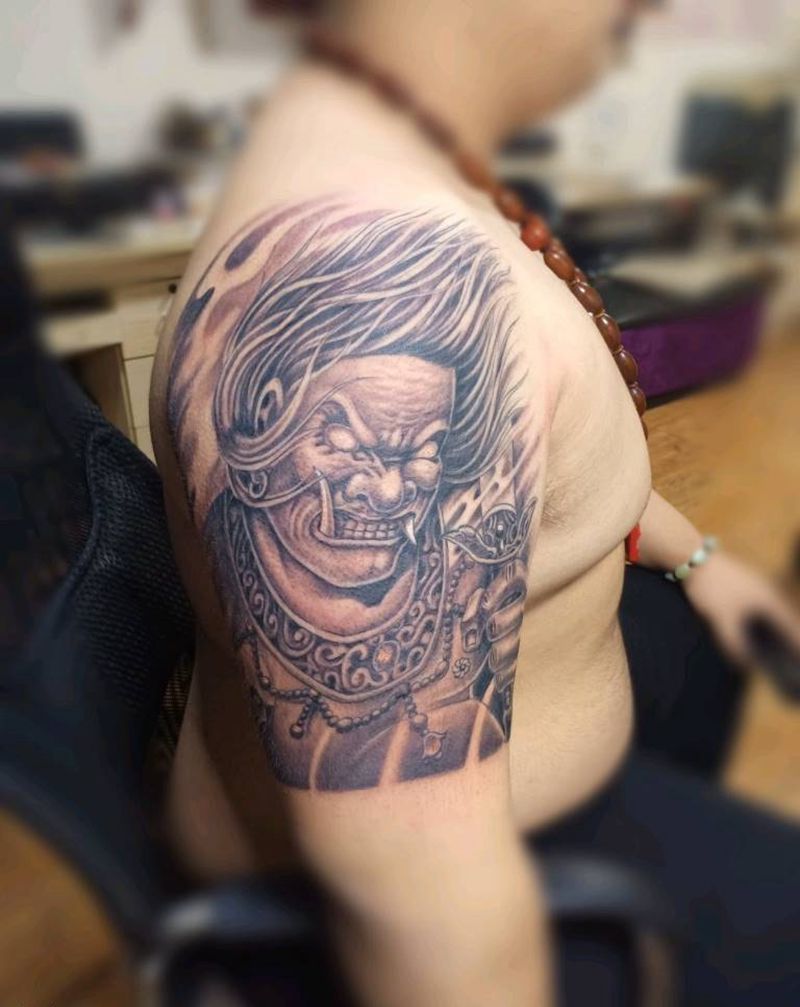 冥王纹身图片_手臂老传统新传统纹身图案